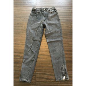 Vintage 1990s Bugle Boy Junior Womens Jeans Size 9 Black Zip Snap Ankles READ